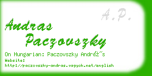 andras paczovszky business card